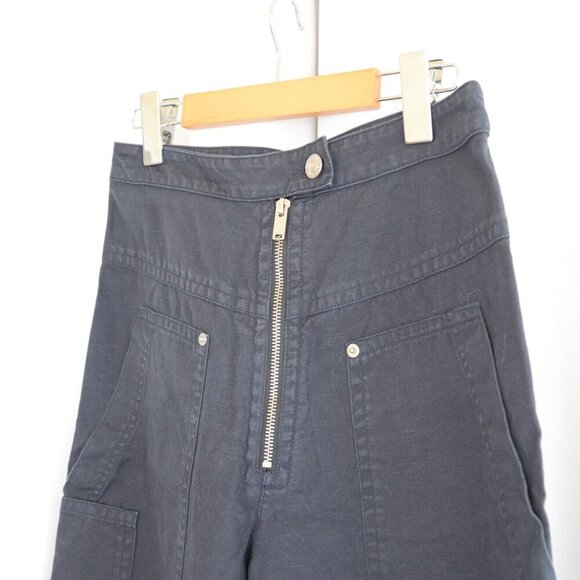 Isabel Marant Phil Trousers High Waist Black Pants Sz 4 - Picture 6 of 11